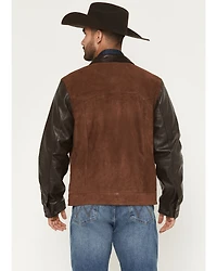 Moonshine Spirit Men's Brody Color Block Leather Button-Down Jacket