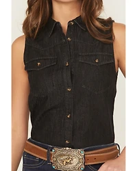 Shyanne Women's Chambray Sleeveless Button-Down Western Shirt