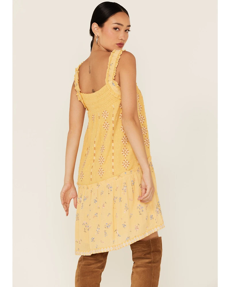 Miss Me Women's Embroidered Southwestern Floral Print Mini Dress