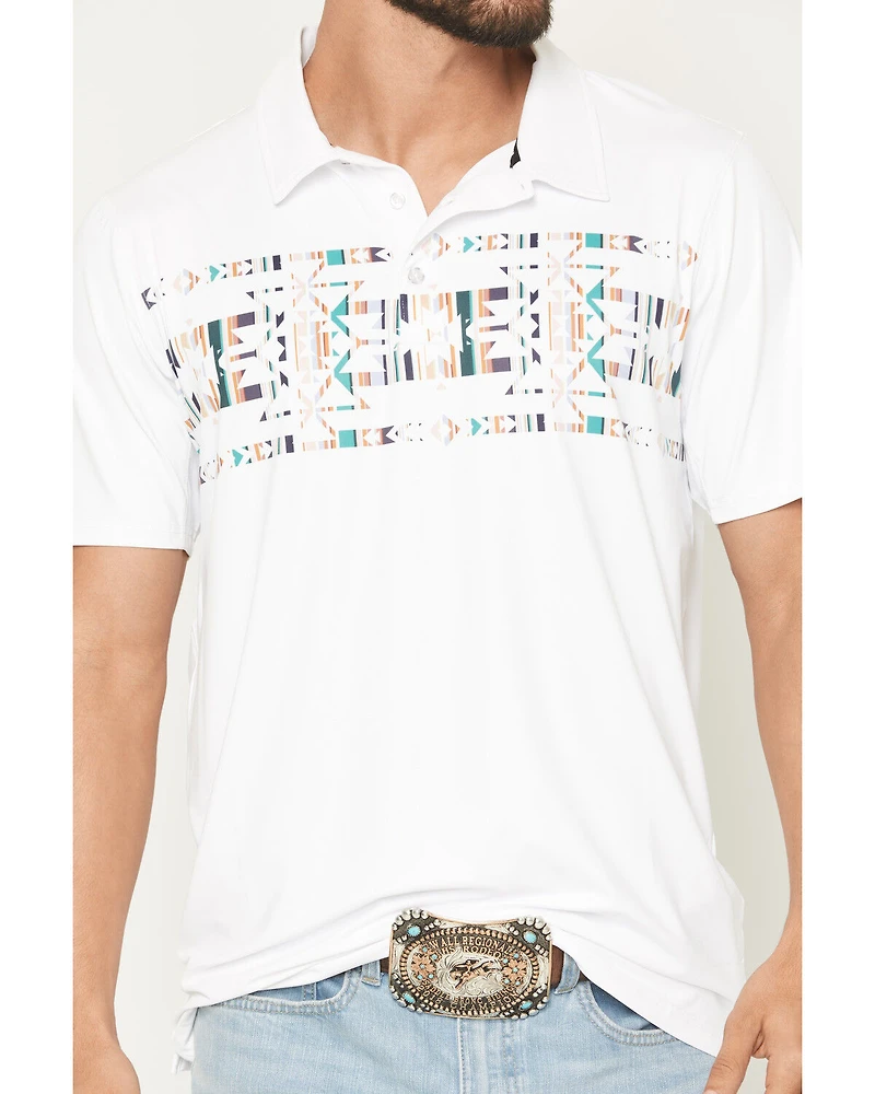 Hooey Men's The Weekender Southwestern Border Print Short Sleeve Polo Shirt