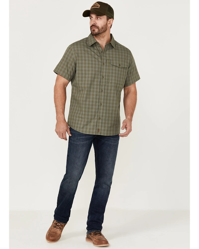 Brothers and Sons Men's Plaid Print Performance Short Sleeve Button Down Western Shirt