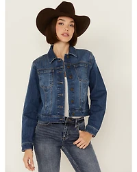 Cleo + Wolf Women's Medium Wash Patchwork Trucker Denim Jacket