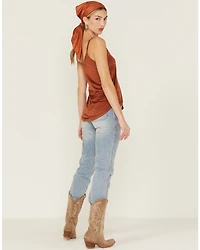 Shyanne Women's Faux Suede Solid Ladder Lace Trim Cami