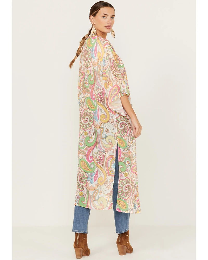 Flying Tomato Women's Paisley Print Kimono