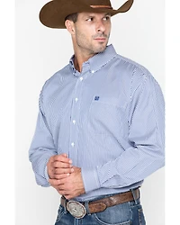 Cinch Men's Royal Blue Striped Western Shirt - Big & Tall