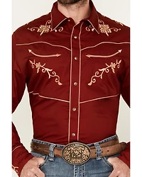 Wrangler Men's Rodeo Ben Embroidered Long Sleeve Snap Western Shirt