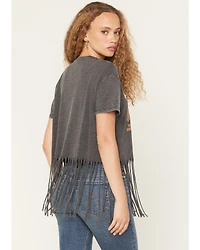 Blended Women's Buckle Up Fringe Short Sleeve Graphic Tee