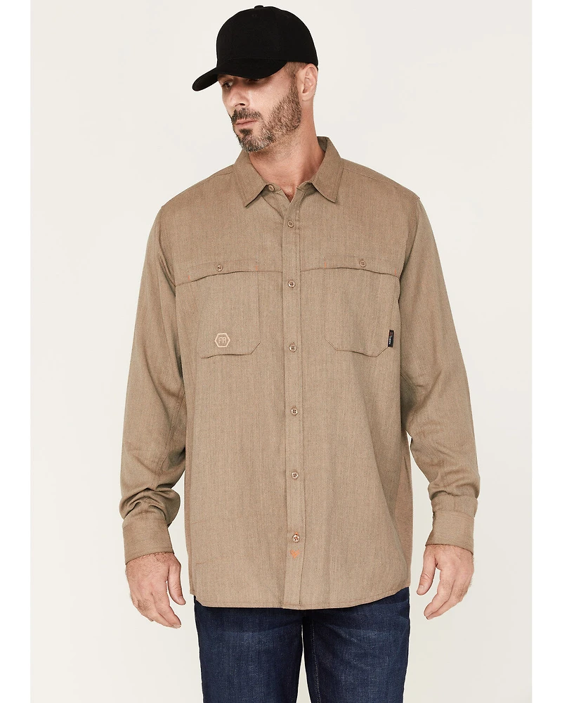 Hawx Men's FR Vented Solid Long Sleeve Button-Down Work Shirt