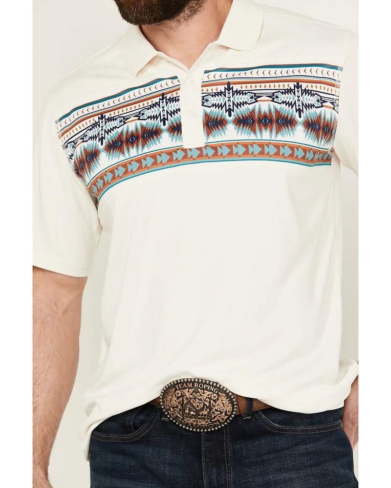 RANK 45® Men's Knao Border Print Short Sleeve Polo Shirt