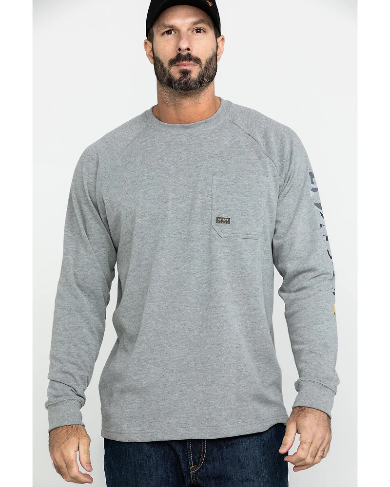 Ariat Men's Gray Rebar Cotton Strong Graphic Long Sleeve Work Shirt - Big & Tall
