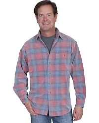Scully Men's Yard Dye Corduroy Plaid Print Long Sleeve Button Down Western Shirt