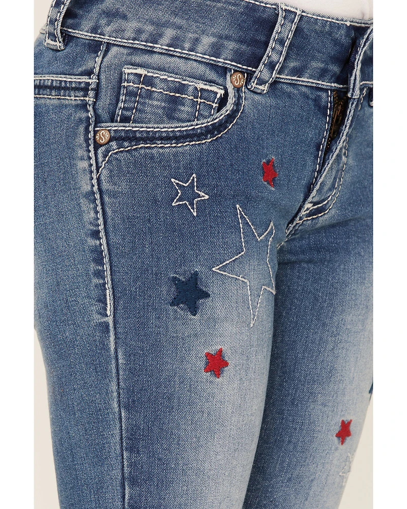 Shyanne Little Girls' Light Wash Americana Star Flare Jeans