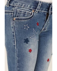 Shyanne Little Girls' Light Wash Americana Star Flare Jeans