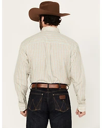 Wrangler Men's Plaid Print Long Sleeve Button-Down Stretch Western Shirt