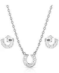 Montana Silversmiths Women's Delicate Glamour Horseshoe Jewelry Set - 2 Piece