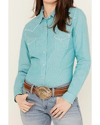 Rough Stock by Panhandle Women's Dobby Striped Long Sleeve Pearl Snap Western Shirt