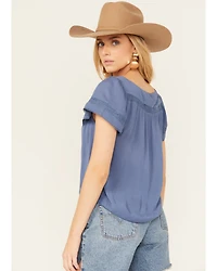 Jolt Women's Peasant Short Sleeve Button-Down Shirt