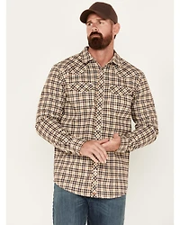 Cody James Men's FR Midweight Plaid Print Long Sleeve Pearl Snap Work Shirt