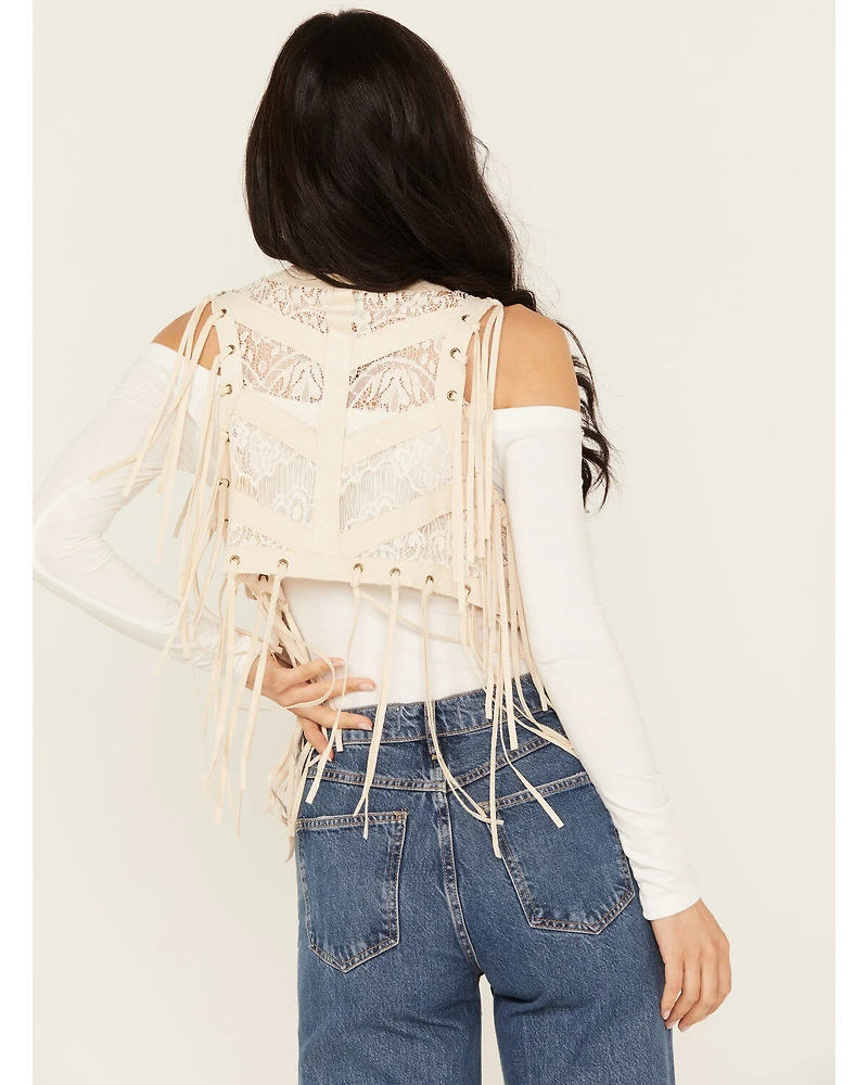 Vocal Women's Braided Lace Fringe Vest