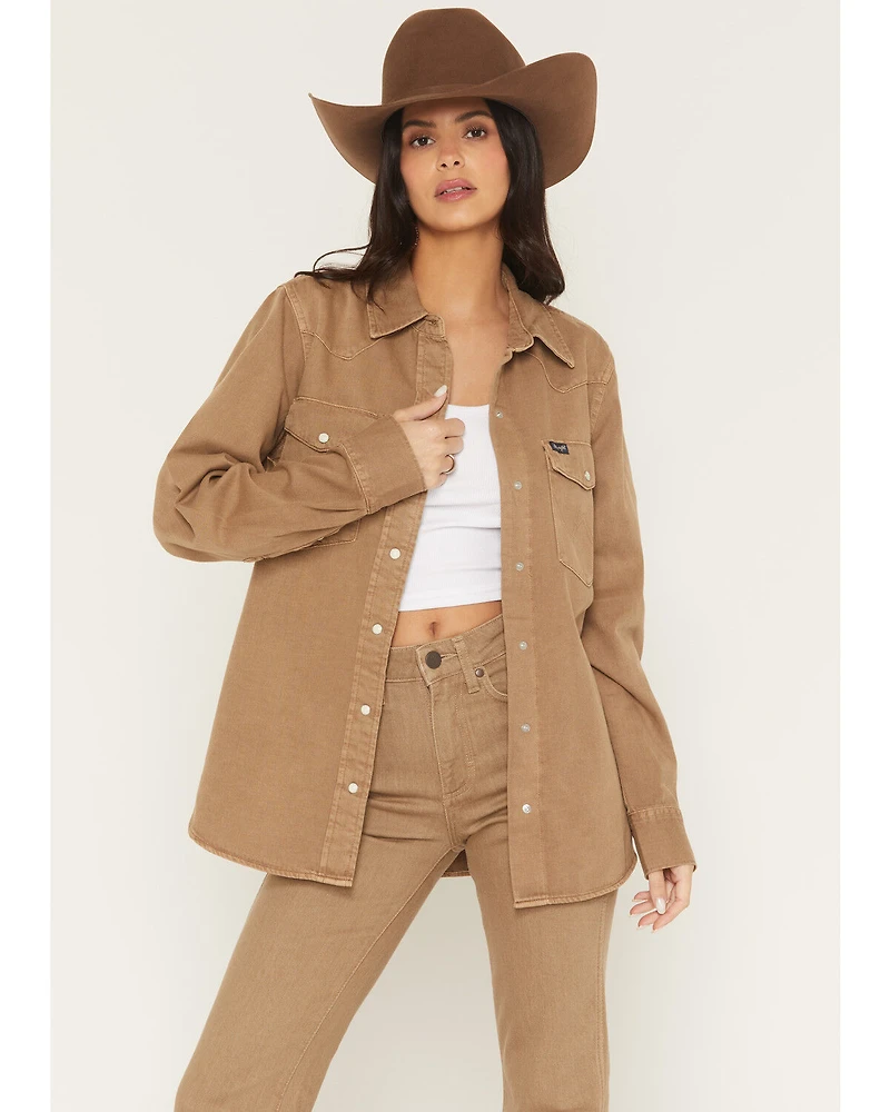 Wrangler Retro Women's Vintage Denim Long Sleeve Snap Western Shirt