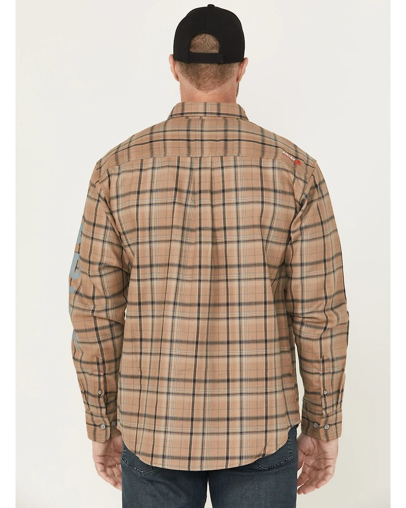 Ariat Men's FR Dean Plaid Print Long Sleeve Button-Down Work Shirt