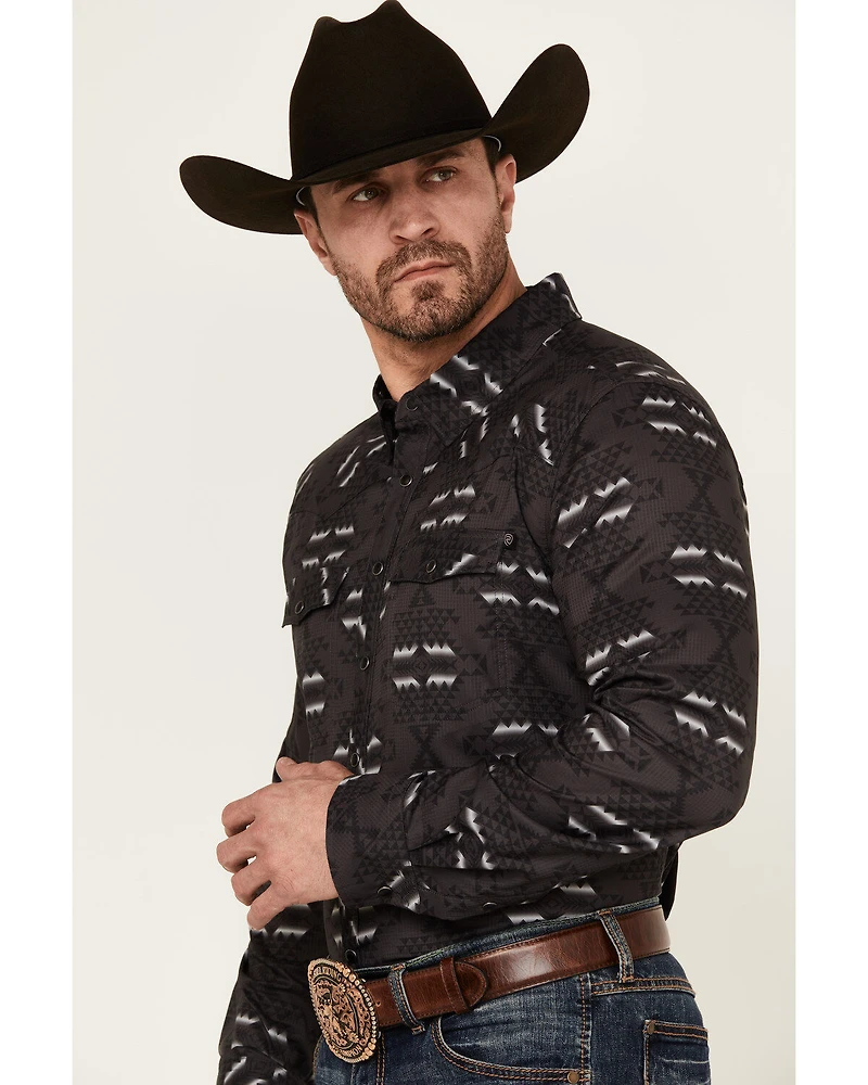 Rock & Roll Denim Men's Tek Southwestern Print Long Sleeve Snap Western Shirt