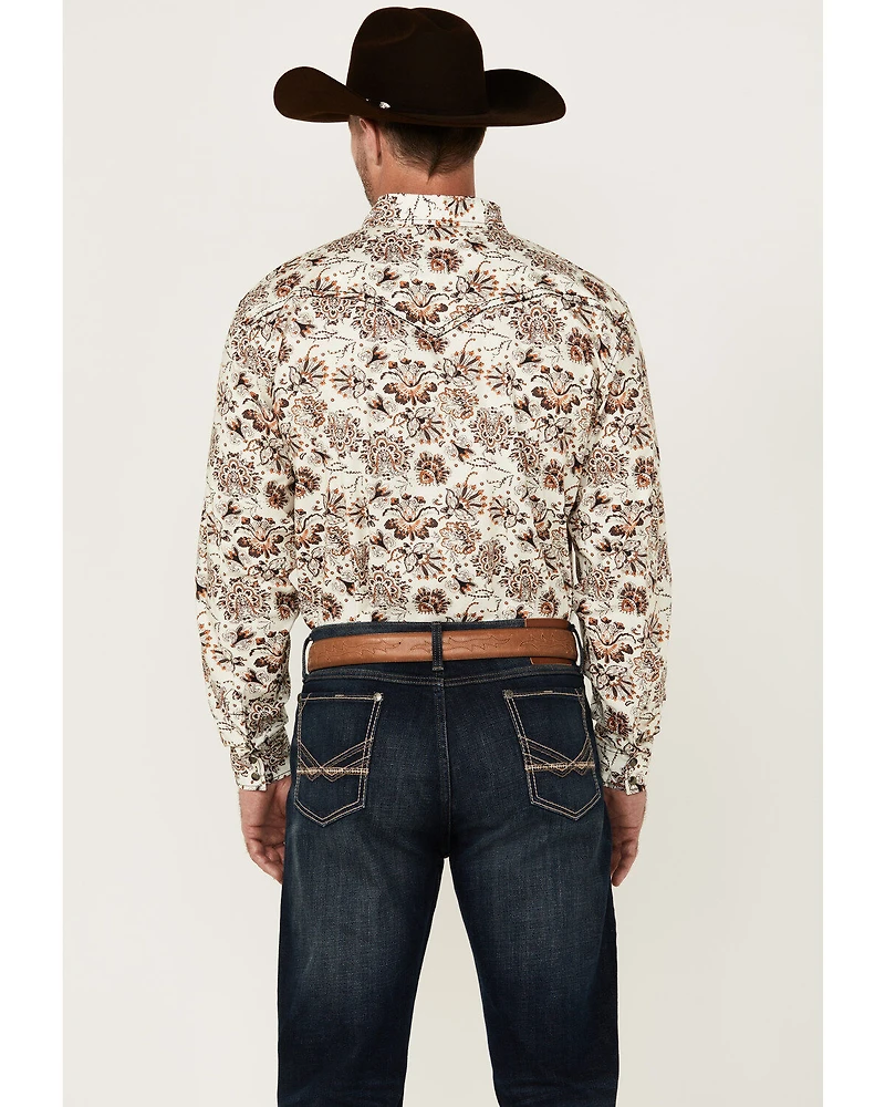 Cowboy Hardware Men's Peacock Paisley Print Long Sleeve Snap Western Shirt