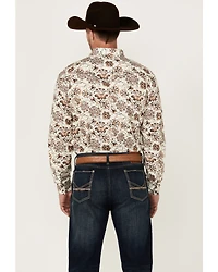 Cowboy Hardware Men's Peacock Paisley Print Long Sleeve Snap Western Shirt