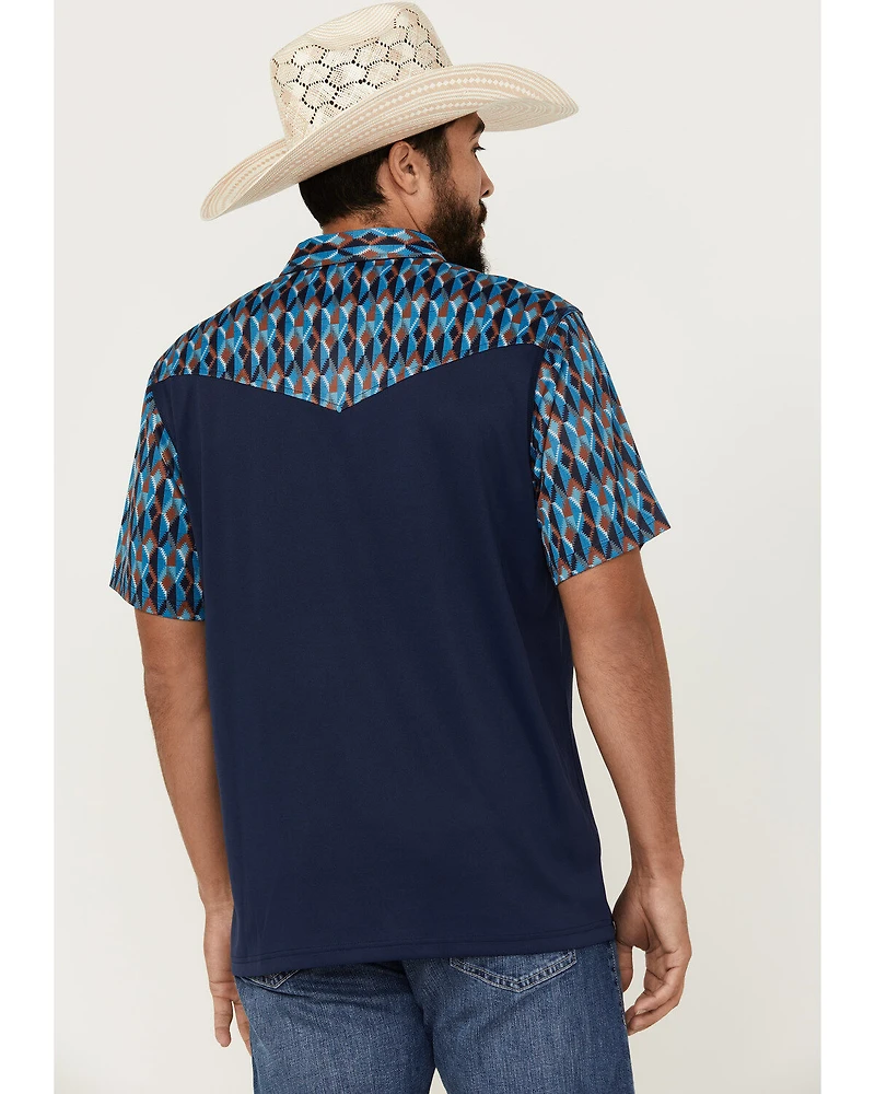 RANK 45® Men's Denton Color Block Short Sleeve Button-Down Polo Shirt