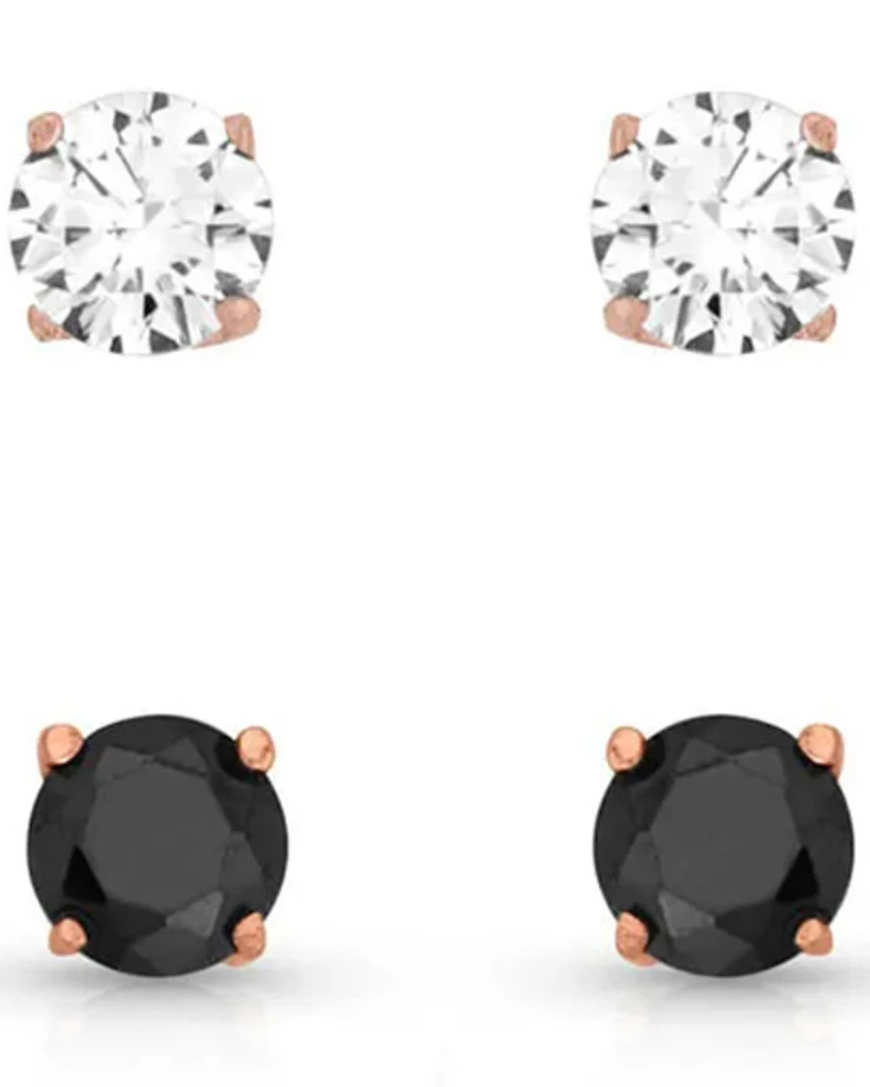 Montana Silversmiths Women's Opposites Attract Double Crystal Post Earring Set - 2 Piece