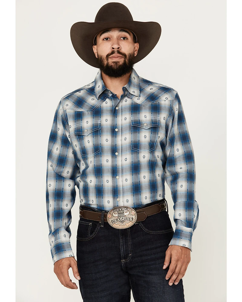 Wrangler Retro Men's Premium Plaid Print Long Sleeve Snap Western Shirt