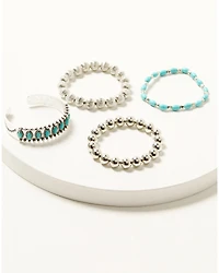 Shyanne Women's Cuff and Stretch Bead Statement Bracelet Set - 4 Piece