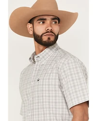 Cinch Men's Plaid Print Short Sleeve Button-Down Performance Stretch Western Shirt