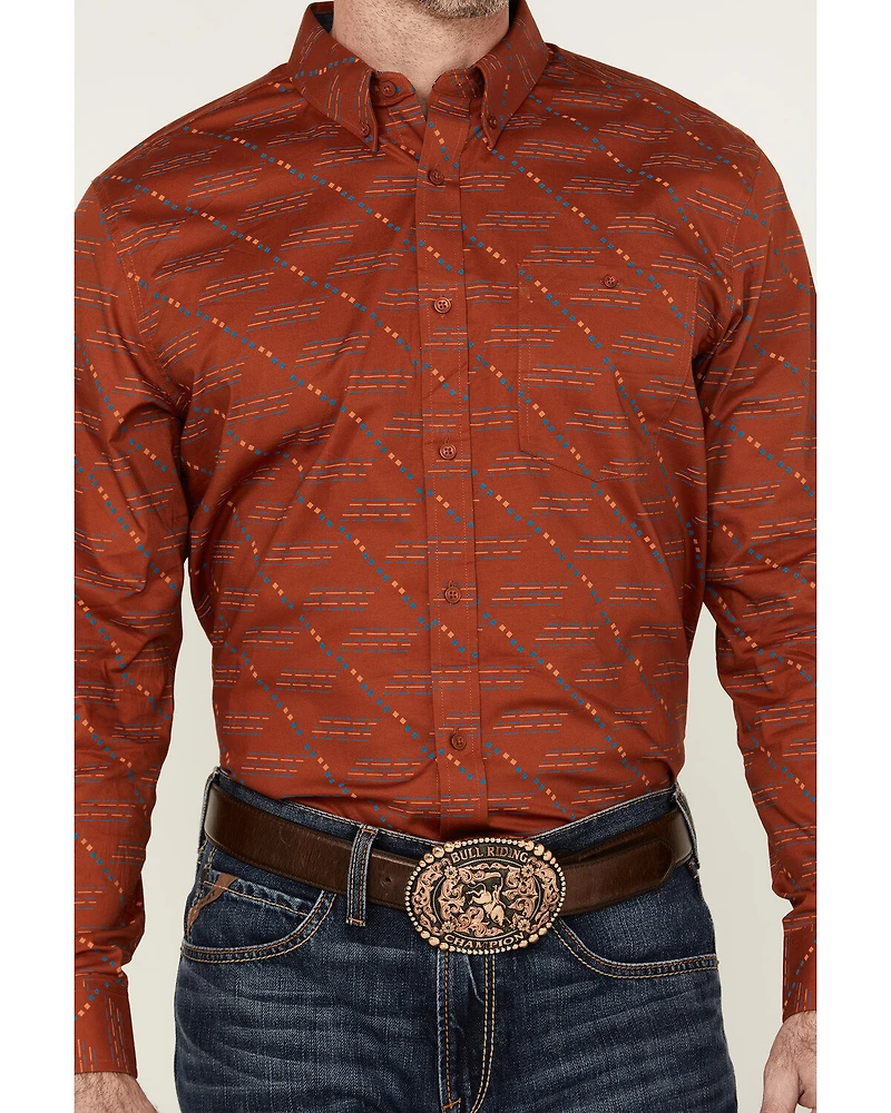 RANK 45® Men's Maputo Printed Long Sleeve Button-Down Performance Stretch Western Shirt