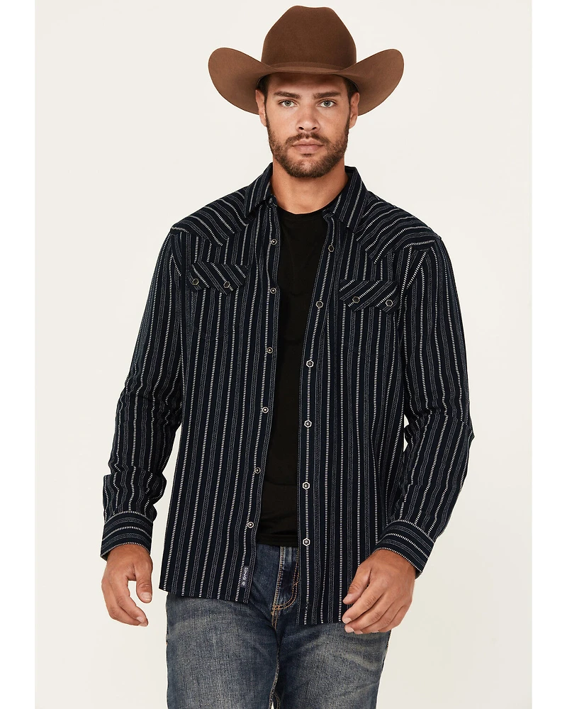 Moonshine Spirit Men's Record Deal Striped Long Sleeve Snap Western Shirt