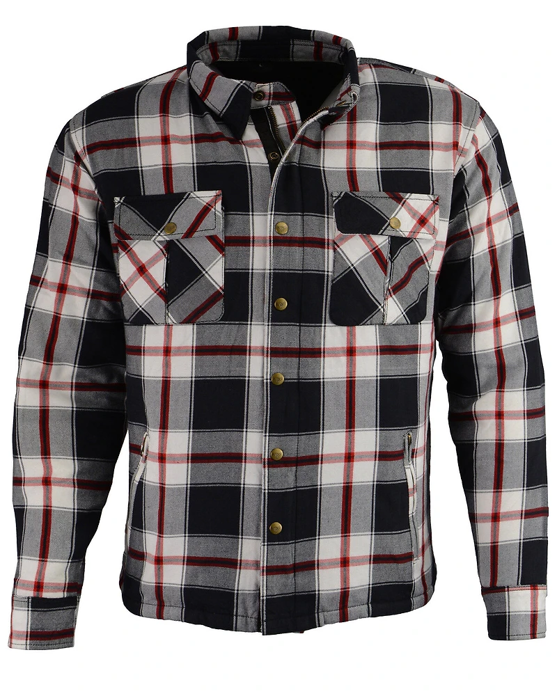 Milwaukee Performance Men's Black/White/Red Aramid Flannel Biker Jacket