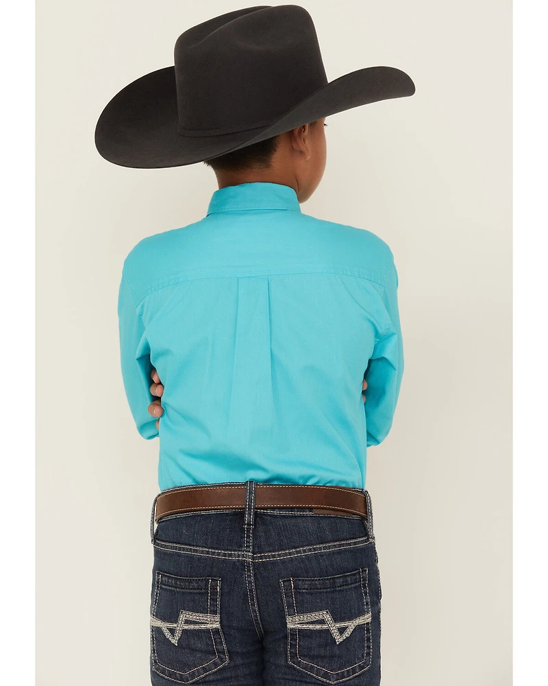 Cinch Boys' Solid Long Sleeve Button-Down Western Shirt