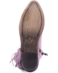 Circle G Women's Studded Suede Fringe Ankle Boots - Round Toe