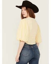 Beyond The Radar Women's Puff Sleeve Ruched Shirt