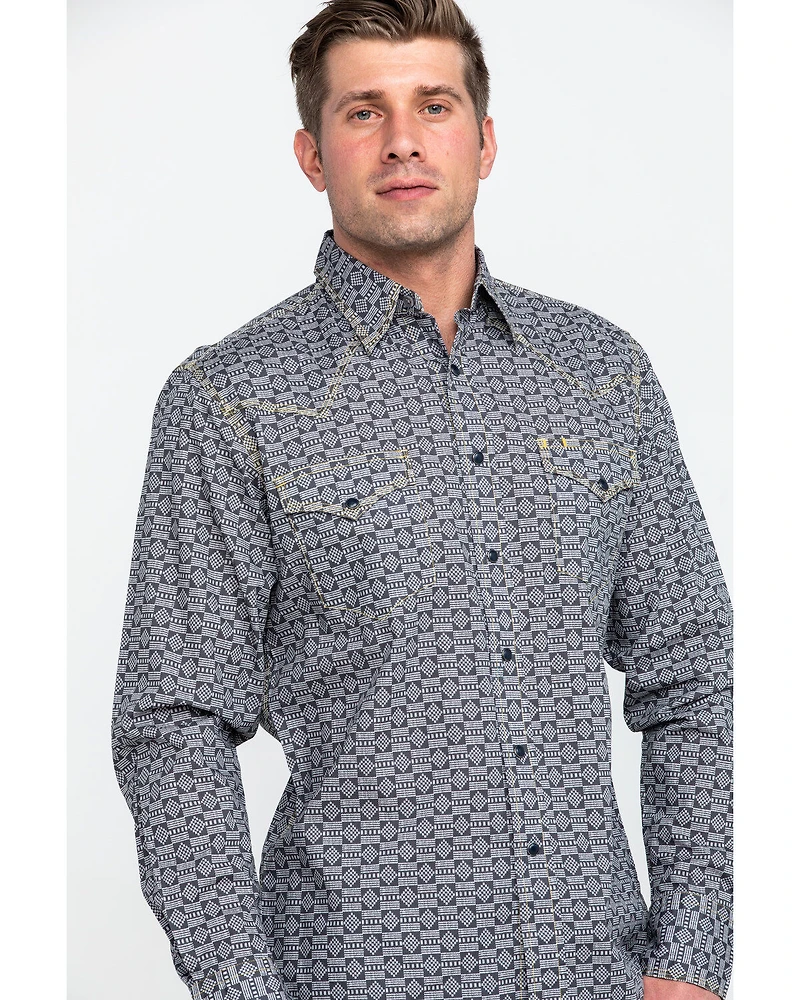 Tin Haul Men's Metal Logo Print Long Sleeve Western Shirt