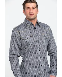 Tin Haul Men's Metal Logo Print Long Sleeve Western Shirt