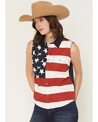 Shyanne Women's Americana Print Bubba Sleeveless Snap Western Shirt