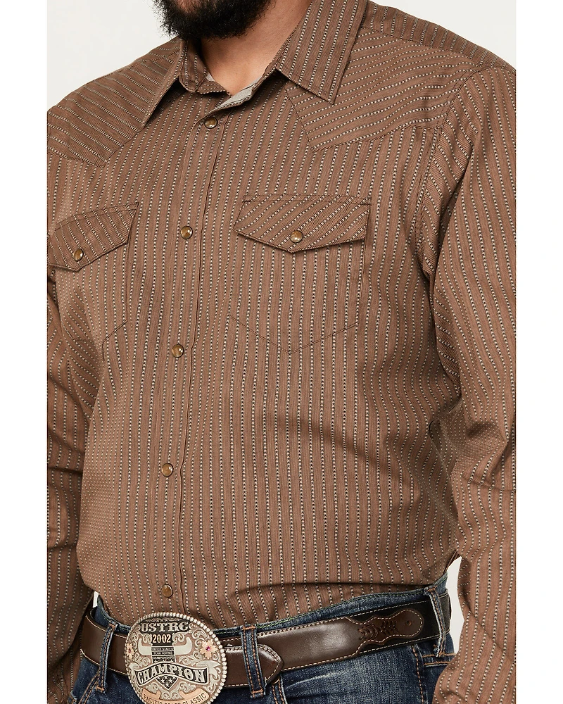 Gibson Trading Co Men's Railway Striped Print Long Sleeve Snap Western Shirt