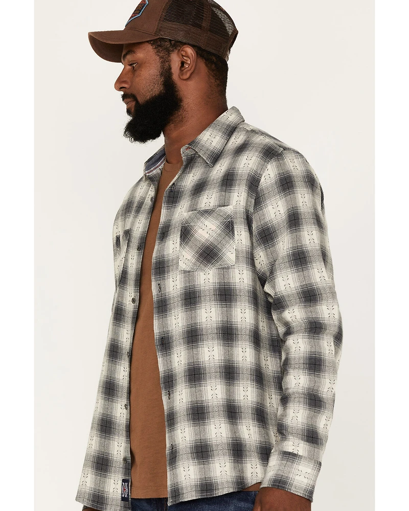 Flag & Anthem Men's Albee Dobby Stripe Plaid Print Long Sleeve Button Down Shirt
