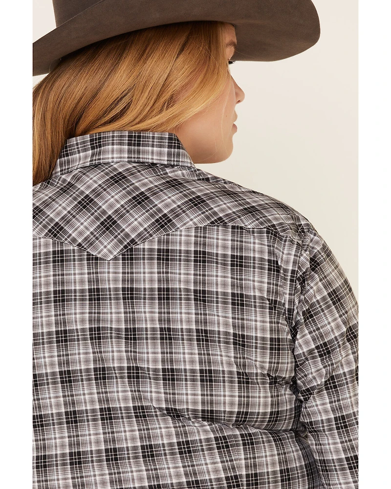 Rough Stock by Panhandle Women's West Bourne Plaid Print Long Sleeve Western Shirt - Plus