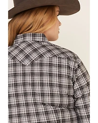 Rough Stock by Panhandle Women's West Bourne Plaid Print Long Sleeve Western Shirt - Plus