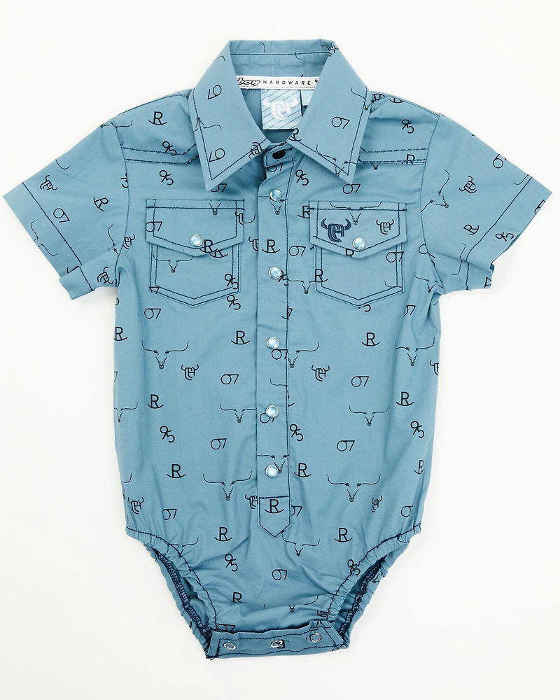 Cowboy Hardware Infant Boys' Branding Iron Short Sleeve Snap Onesie