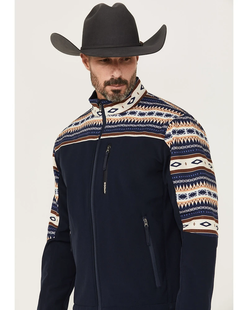 Hooey Men's Southwestern Print Color Block Softshell Jacket