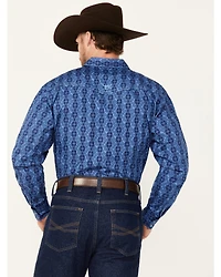 Cowboy Hardware Men's Tonal Southwestern Print Long Sleeve Pearl Snap Western Shirt