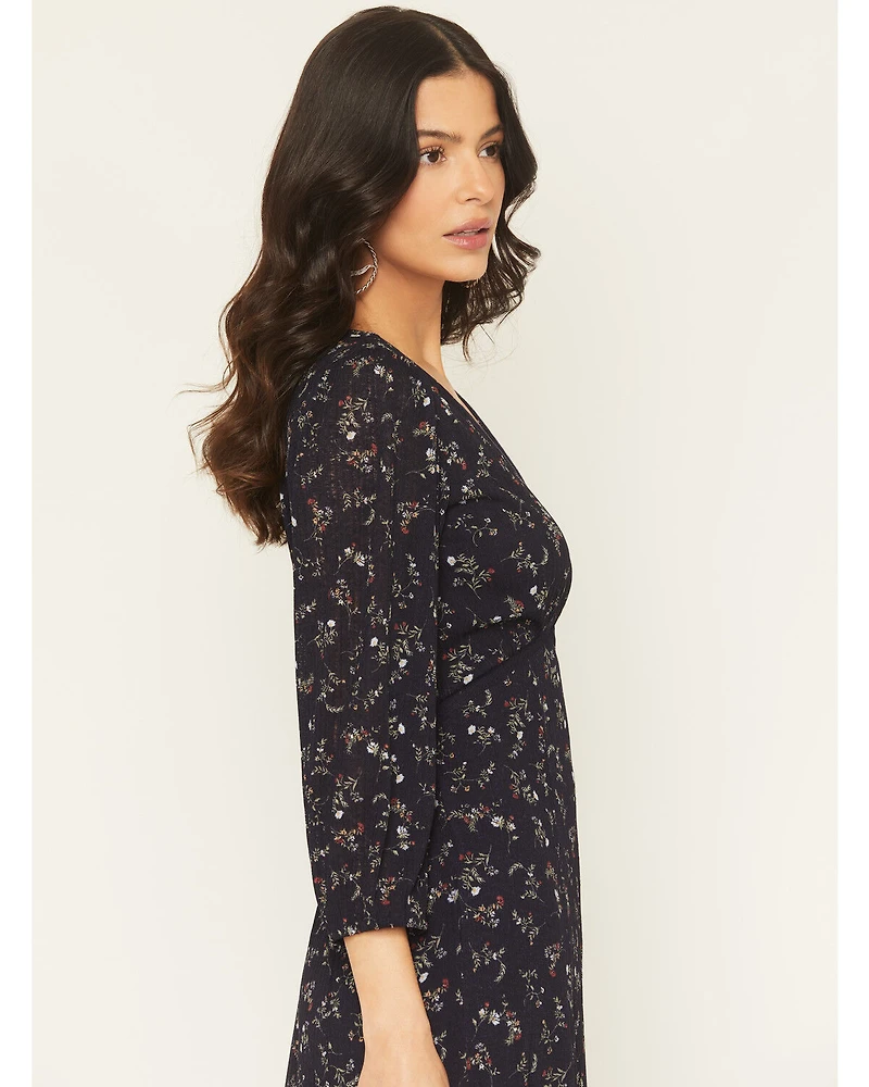 Idyllwind Women's Partner DItsy Floral Print Long Sleeve Midi Dress